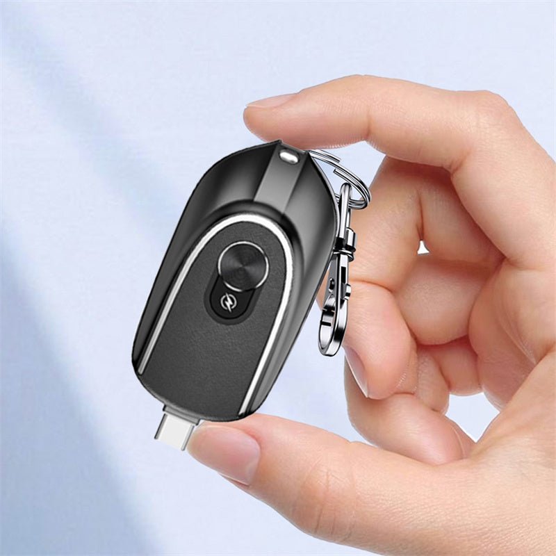 2-in-1 Mini Keychain Power Bank 1200mAh Retractable Plug Waterproof