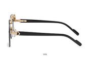Octagon Rimless Sunglasses - Gold Frame Black Grey Lens