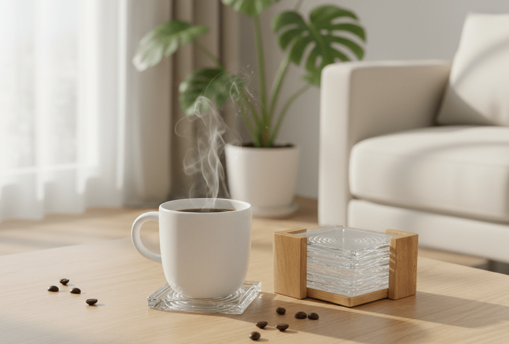 Acrylic Coaster Set 6-Piece Clear Modern