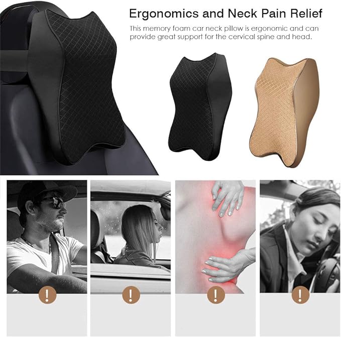 Ergonomic Memory Foam Car Seat Headrest Pillow